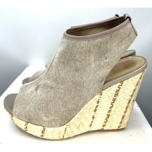 Stuart Weitzman Womens Wedge Heel Sandals Espadrille Platform Canvas Beige 9.5M - Picture 4 of 12